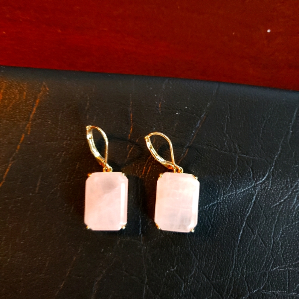 Rose Quartz and Gold Earrings